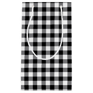 Zwart-witte gingham klein cadeauzakje