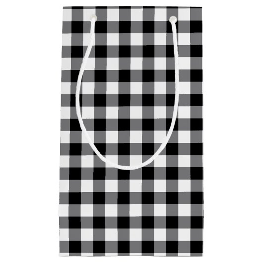 Zwart-witte gingham klein cadeauzakje (Voorkant)