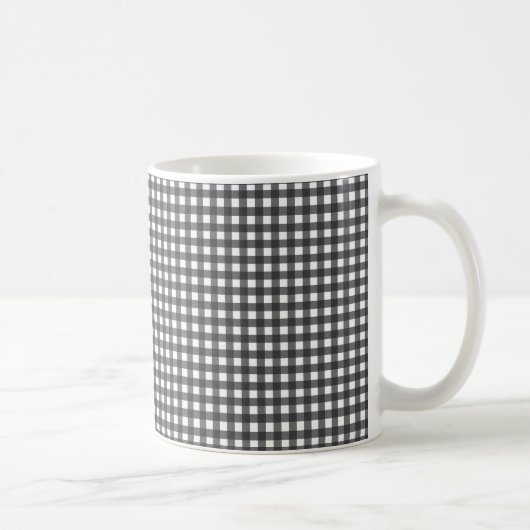 Zwart-witte gingham koffiemok (Rechts)