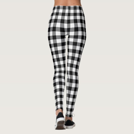 Zwart-witte gingham leggings (Achterkant)