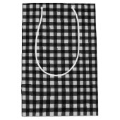 Zwart-witte gingham medium cadeauzakje (Voorkant)