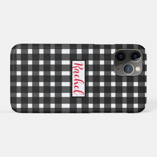 Zwart Witte Gingham Persoonlijk Case-Mate iPhone Case (Achterkant (horizontaal))