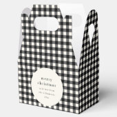 Zwart Witte Gingham Plaid Gepersonaliseerde Kerstm Bedankdoosjes (Geopend)