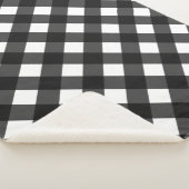 Zwart-witte gingham sherpa deken (3/4)