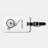 Zwart-witte giraf rijden op een fiets bagagelabel (Voorkant horizontaal)