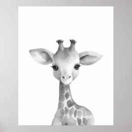 Zwart-witte Giraffe afdrukken Poster