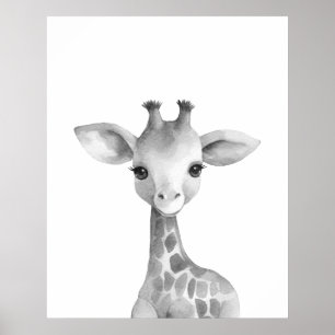 Zwart-witte Giraffe afdrukken Poster