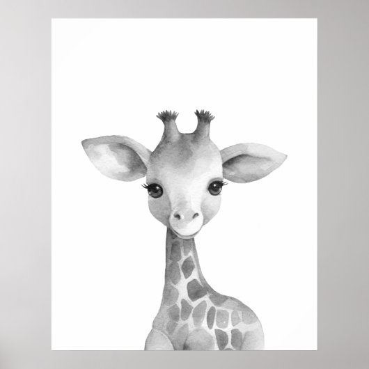Zwart-witte Giraffe afdrukken Poster (Voorkant)