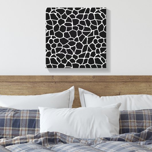 Zwart-witte Giraffe - Dierlijk printerpatroon Canvas Afdruk (Insitu (Slaapkamer))