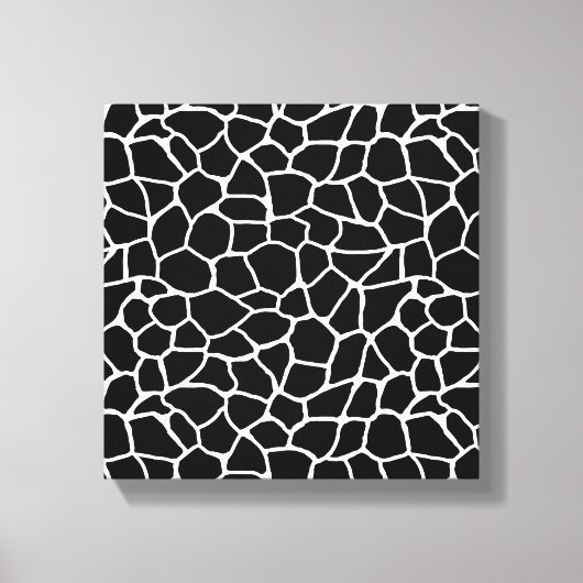 Zwart-witte Giraffe - Dierlijk printerpatroon Canvas Afdruk (Voorkant)