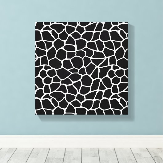 Zwart-witte Giraffe - Dierlijk printerpatroon Canvas Afdruk (Insitu (Houten vloer))