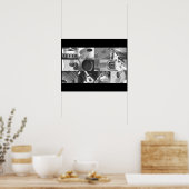Zwart-witte gitaarfotocollage poster (Keuken)