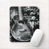 Zwart-witte gitaarmousepad muismat (Met muis)