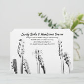 Zwart Witte Gitaren Muziek Liefhebber Trouw Uitnod Kaart (Staand voorkant)