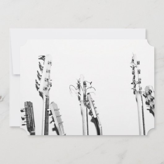 Zwart Witte Gitaren Muziek Liefhebber Trouw Uitnod Kaart (Achterkant)