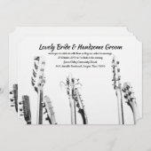 Zwart Witte Gitaren Muziek Liefhebber Trouw Uitnod Kaart (Voorkant / Achterkant)