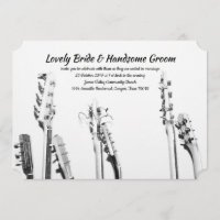 Zwart Witte Gitaren Muziek Liefhebber Trouw Uitnod