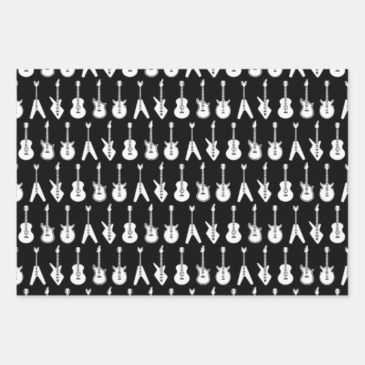 Zwart-witte gitaren Twee Inpakpapier Vel (Voorkant 3)