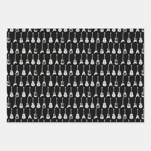 Zwart-witte gitaren Twee Inpakpapier Vel (Voorkant)