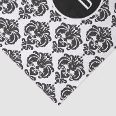 Zwart Witte Glam Damask Monogram Letter Initiaal Tissuepapier (Detail)