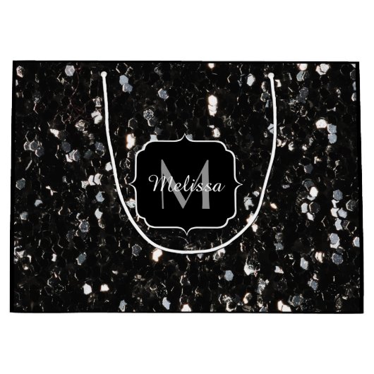 Zwart-witte glans large cadeautasje (Voorkant)