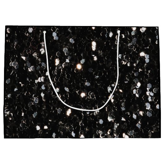 Zwart-witte glans large cadeautasje (Achterkant)