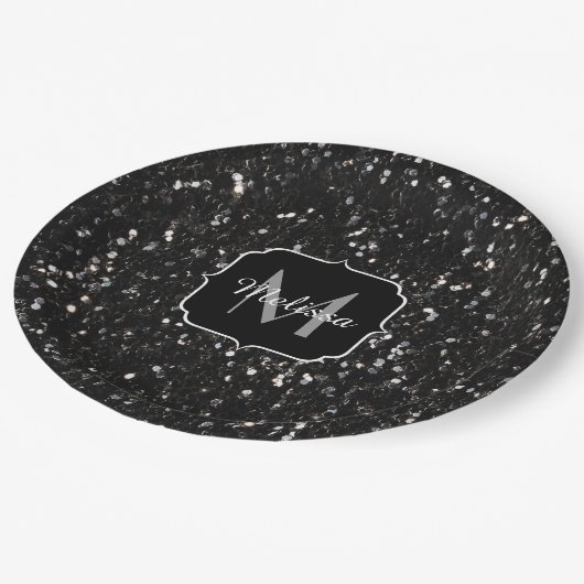 Zwart-witte glans papieren bordje (Gekanteld)