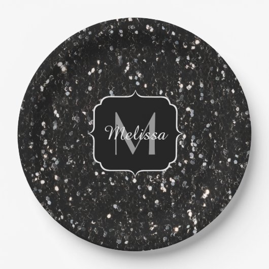 Zwart-witte glans papieren bordje (Voorkant)