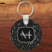 Zwart-witte glans sleutelhanger (Achterkant)