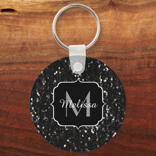 Zwart-witte glans sleutelhanger (Achterkant)