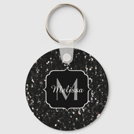 Zwart-witte glans sleutelhanger (Achterkant)