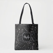 Zwart-witte glans tote bag (Voorkant)