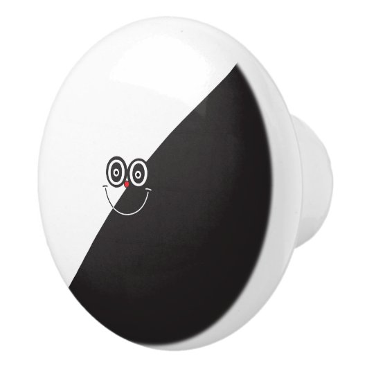 Zwart-witte glimlach Ceramic Knoop Keramische Knop (Rechts)