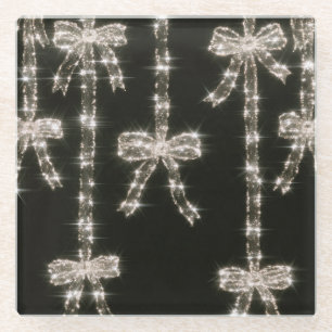 Zwart Witte Glitter Boogjes Glazen Onderzetter