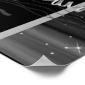 Zwart Witte Glitters Champagne Feest Banner Poster (Hoek)