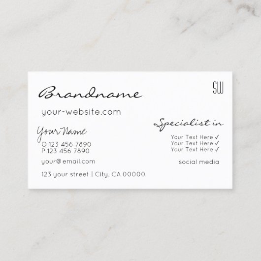 Zwart-witte glittersterren met monogram Modern Visitekaartje (Achterkant)