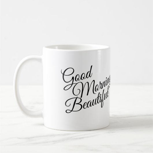 Zwart & Witte Goedemorgen Mooie Mok (Links)