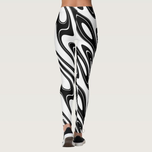 Zwart-witte golf Abstract Leggings (Achterkant)