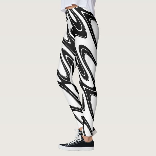 Zwart-witte golf Abstract Leggings (Links)