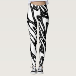 Zwart-witte golf Abstract Leggings
