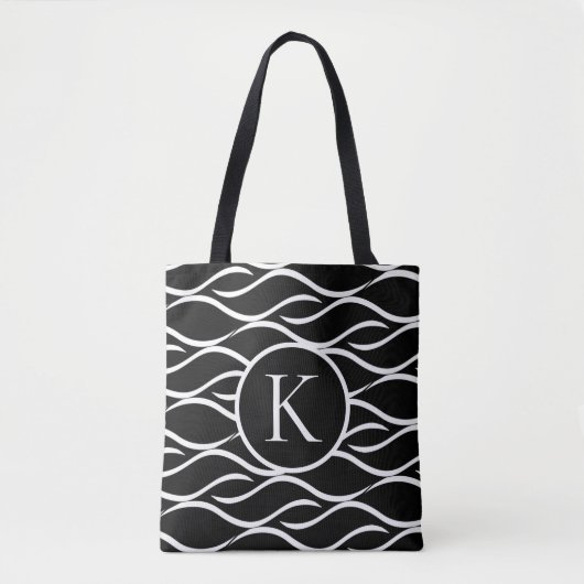Zwart-witte golf met aangepaste monogram tote bag (Voorkant)