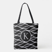 Zwart-witte golf met aangepaste monogram tote bag (Achterkant)