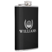 Zwart-Witte Golfbal met Aangepaste Naam en Initiaa Heupfles (Rechts)