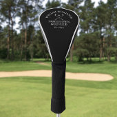 Zwart-witte golfclub en ledennaam golfheadcover
