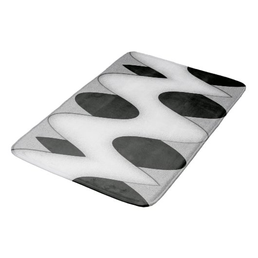 Zwart-witte golven badmat (Gekanteld)
