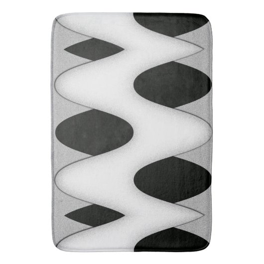 Zwart-witte golven badmat (Voorkant Verticaal)