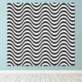 Zwart-witte golven canvas afdruk (Insitu (Houten vloer))