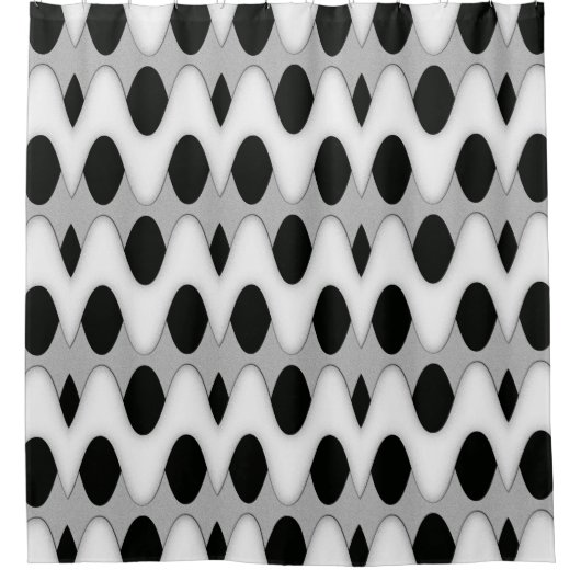 Zwart-witte golven douchegordijn (Voorkant)