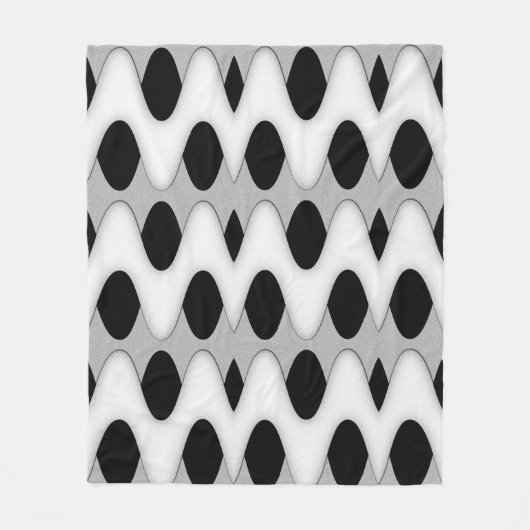 Zwart-witte golven fleece deken (Voorkant)