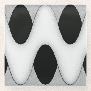 Zwart-witte golven glazen onderzetter